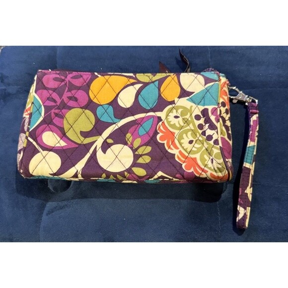 Vera Bradley Pushlock Wristlet PLUM CRAZY Push Lock & Zip Top Zip Inner Pocket - Picture 3 of 5